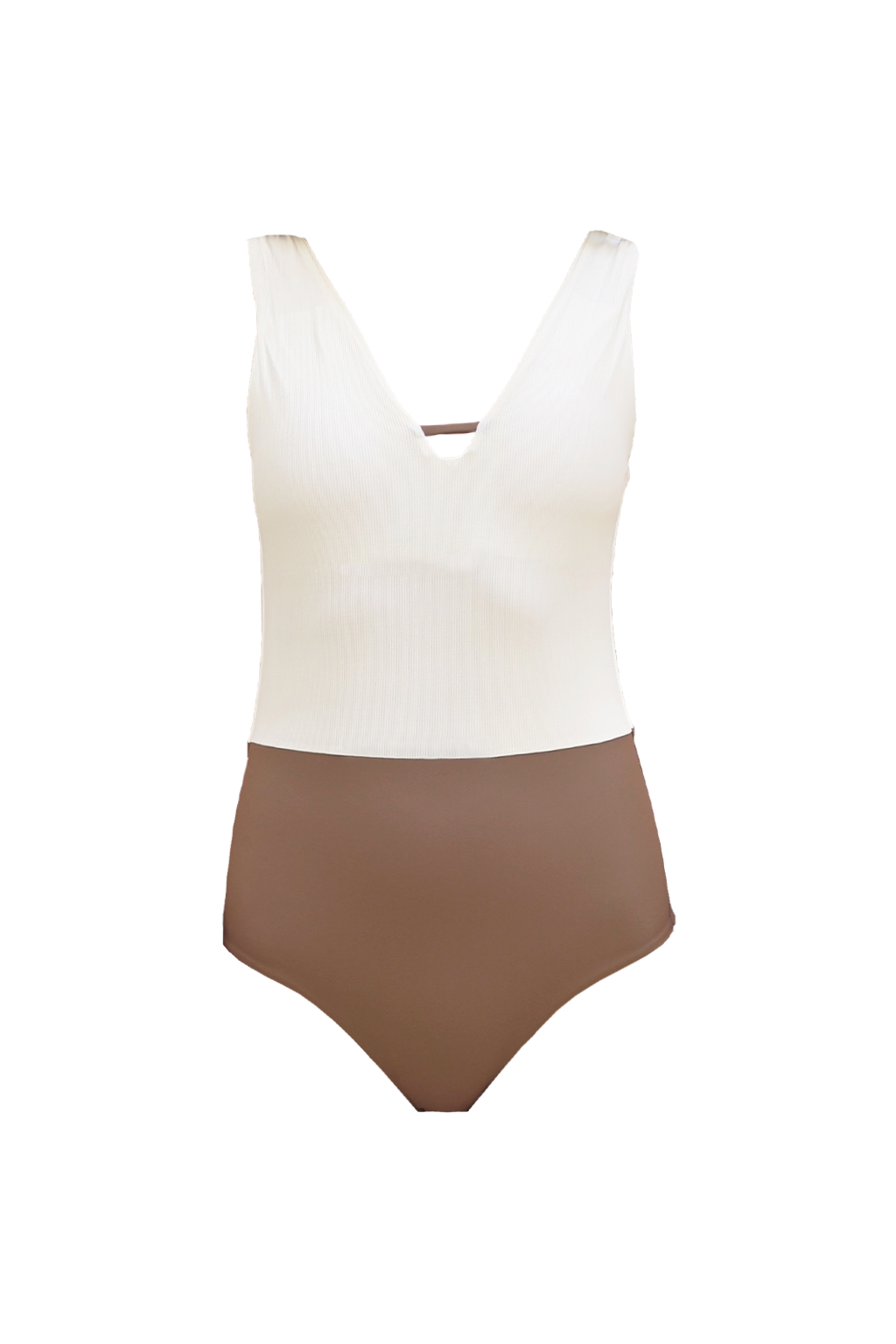 SWELLY Vネックバイカラーワンピース水着 SEASHELL 大人シンプル