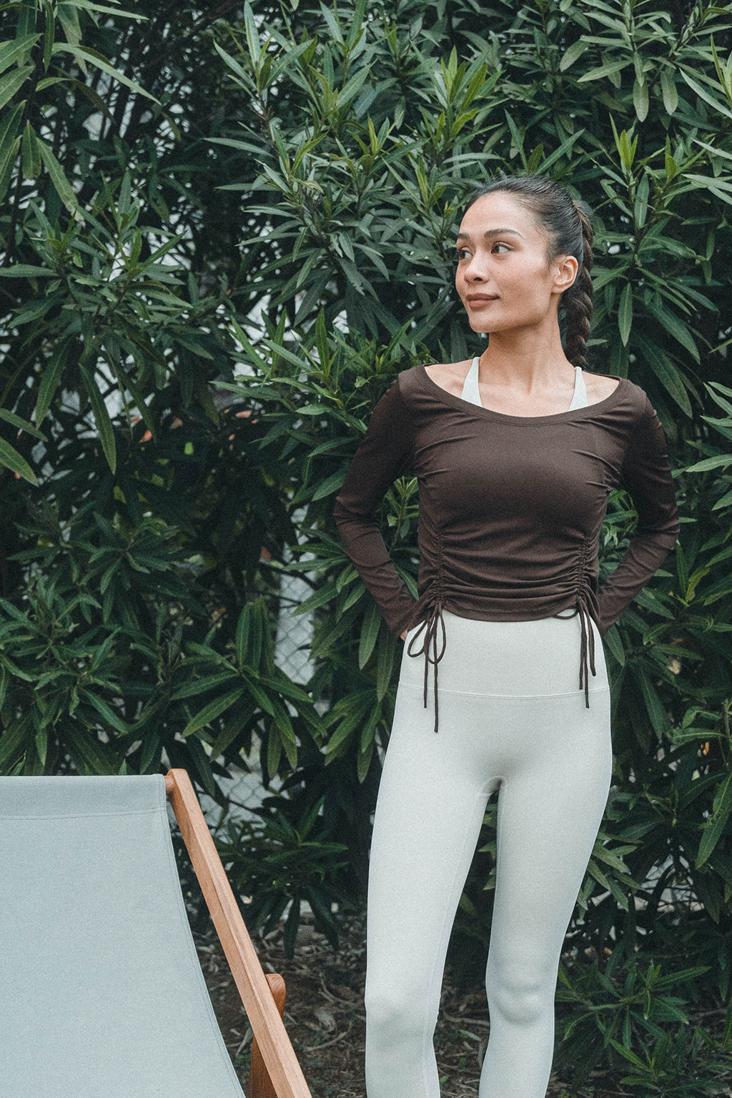 Side Gather Longsleeve COCOA - SWELLY ONLINE STORE