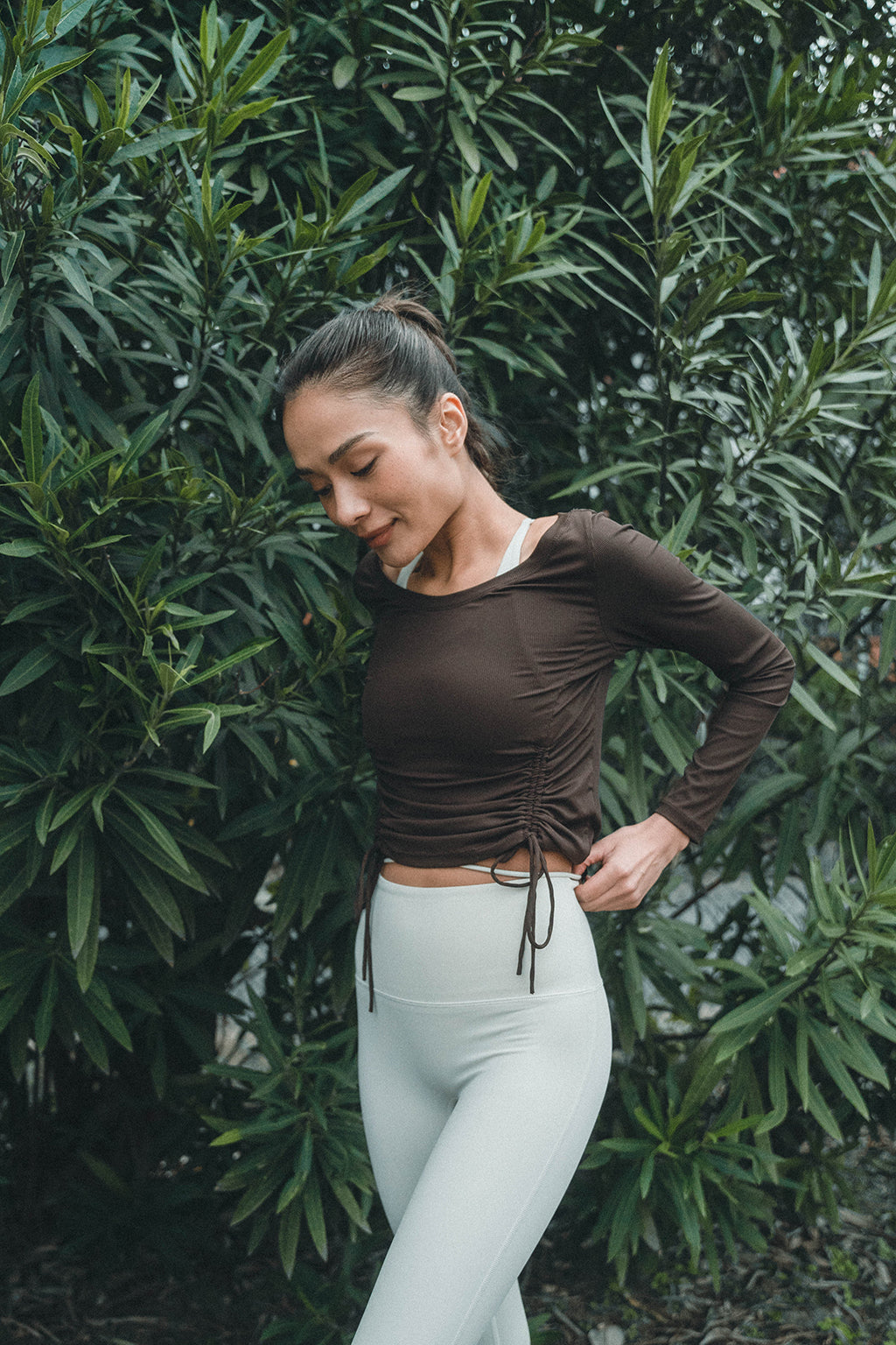 Side Gather Longsleeve COCOA - SWELLY ONLINE STORE