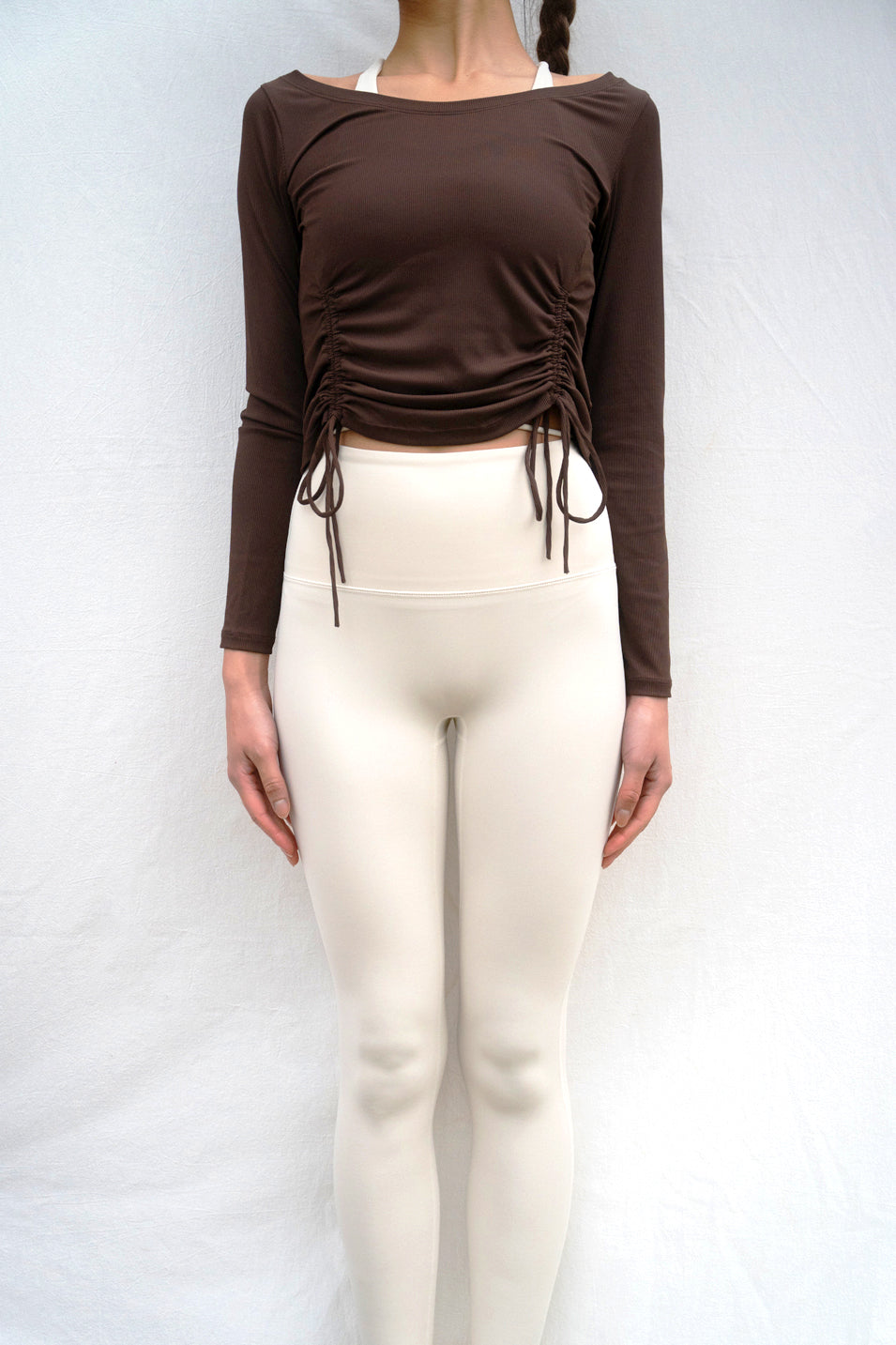 Side Gather Longsleeve COCOA - SWELLY ONLINE STORE