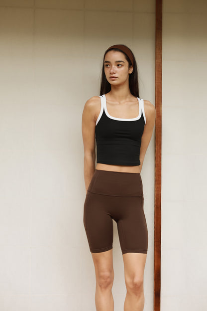 Stitch Square Neck Top BLACK