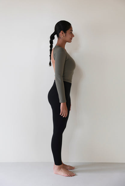 Back Twist Longsleeve OLIVE - SWELLY