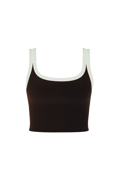 Stitch Square Neck Top BLACK