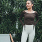 Side Gather Longsleeve COCOA - SWELLY ONLINE STORE