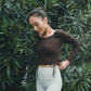 Side Gather Longsleeve COCOA - SWELLY ONLINE STORE