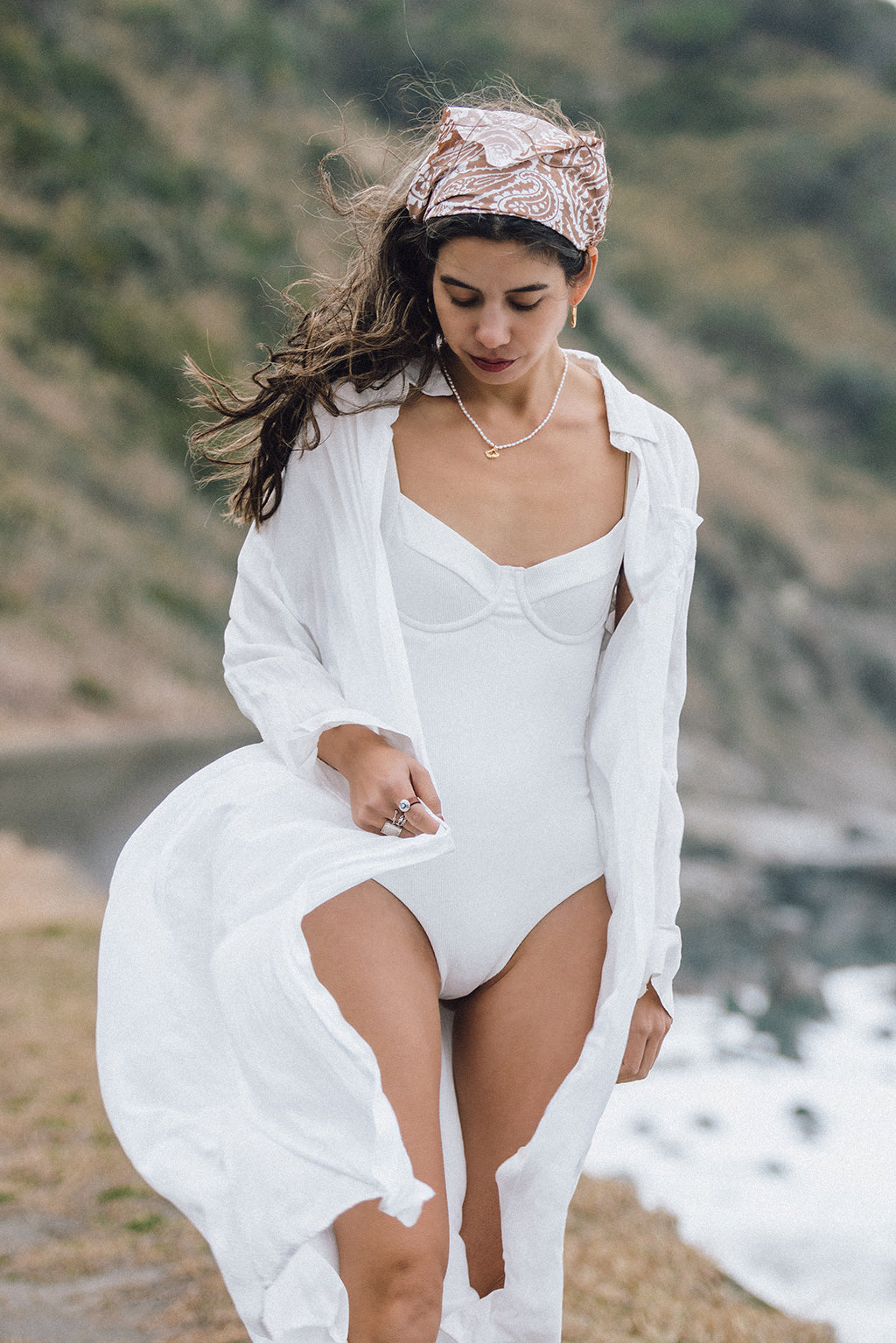 Rib Wire Onepiece-bikini milk - SWELLY ONLINE STORE