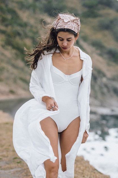 Rib Wire Onepiece-bikini milk - SWELLY ONLINE STORE