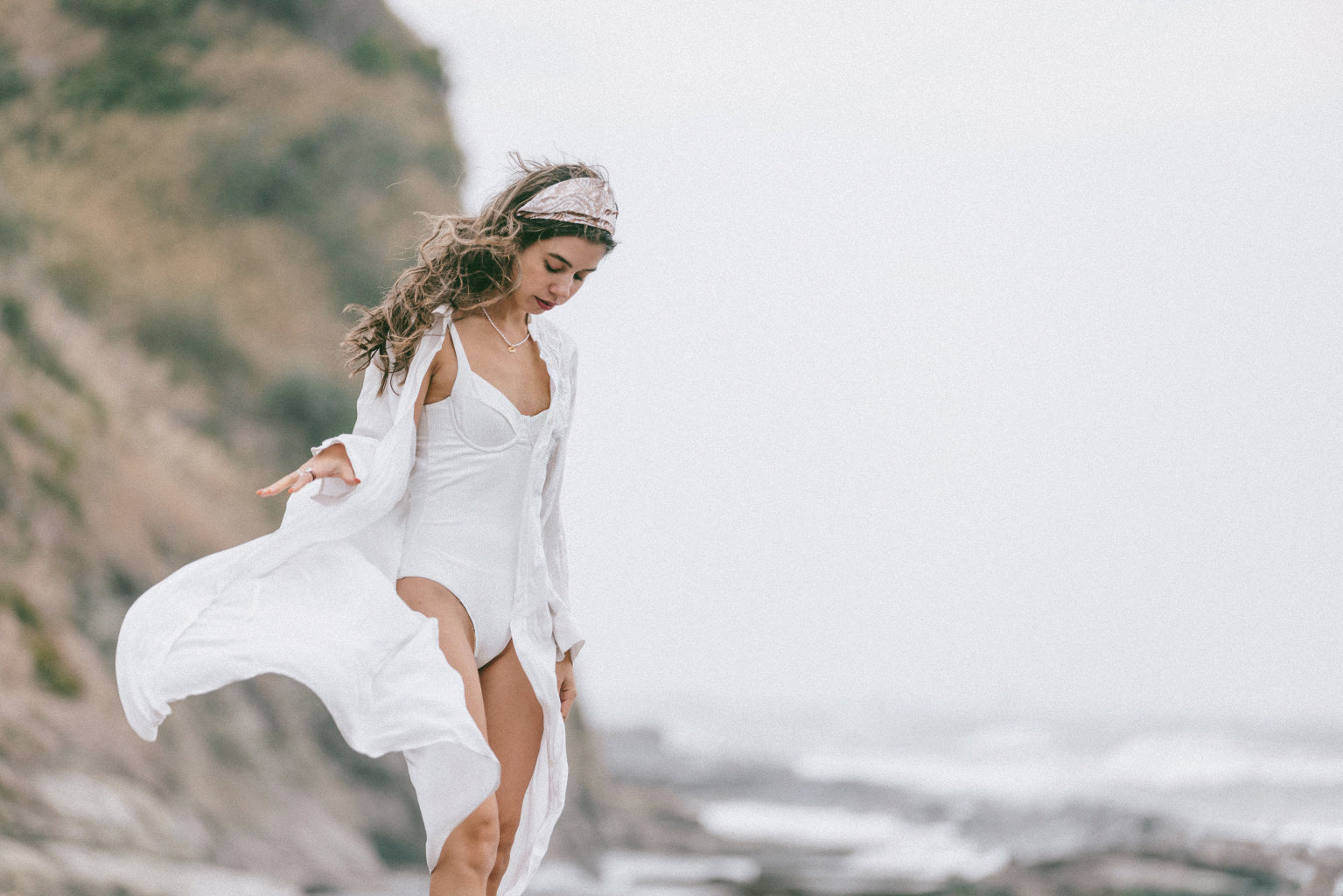 Rib Wire Onepiece-bikini milk - SWELLY ONLINE STORE